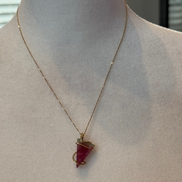 Jewelry - 14K watermelon patch Maine tourmaline necklace